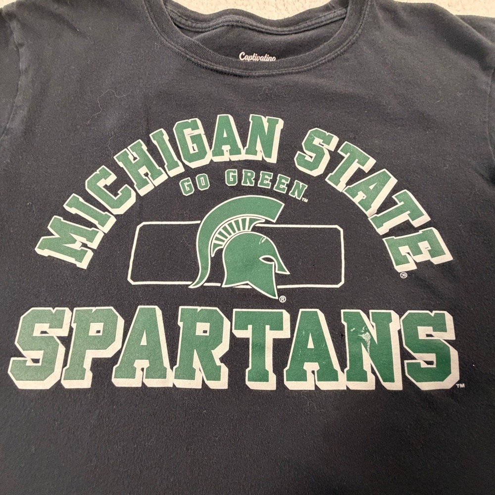 Captivating Michigan State Spartans Men M Black Excellent Graphic T-Shirt MSU